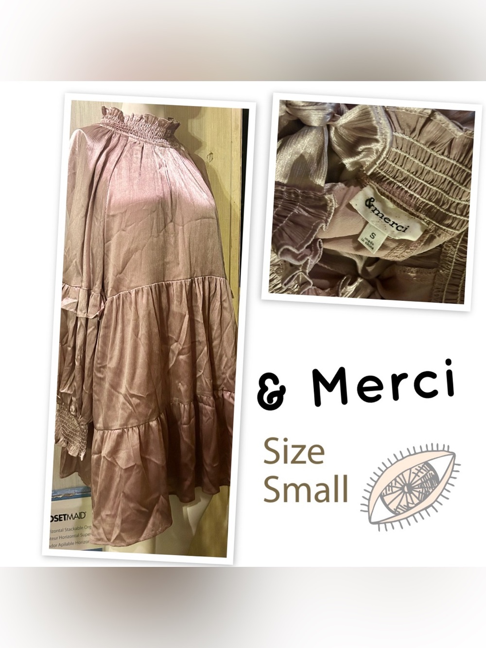 Champagne Tiered Satin Midi Skirt - Small